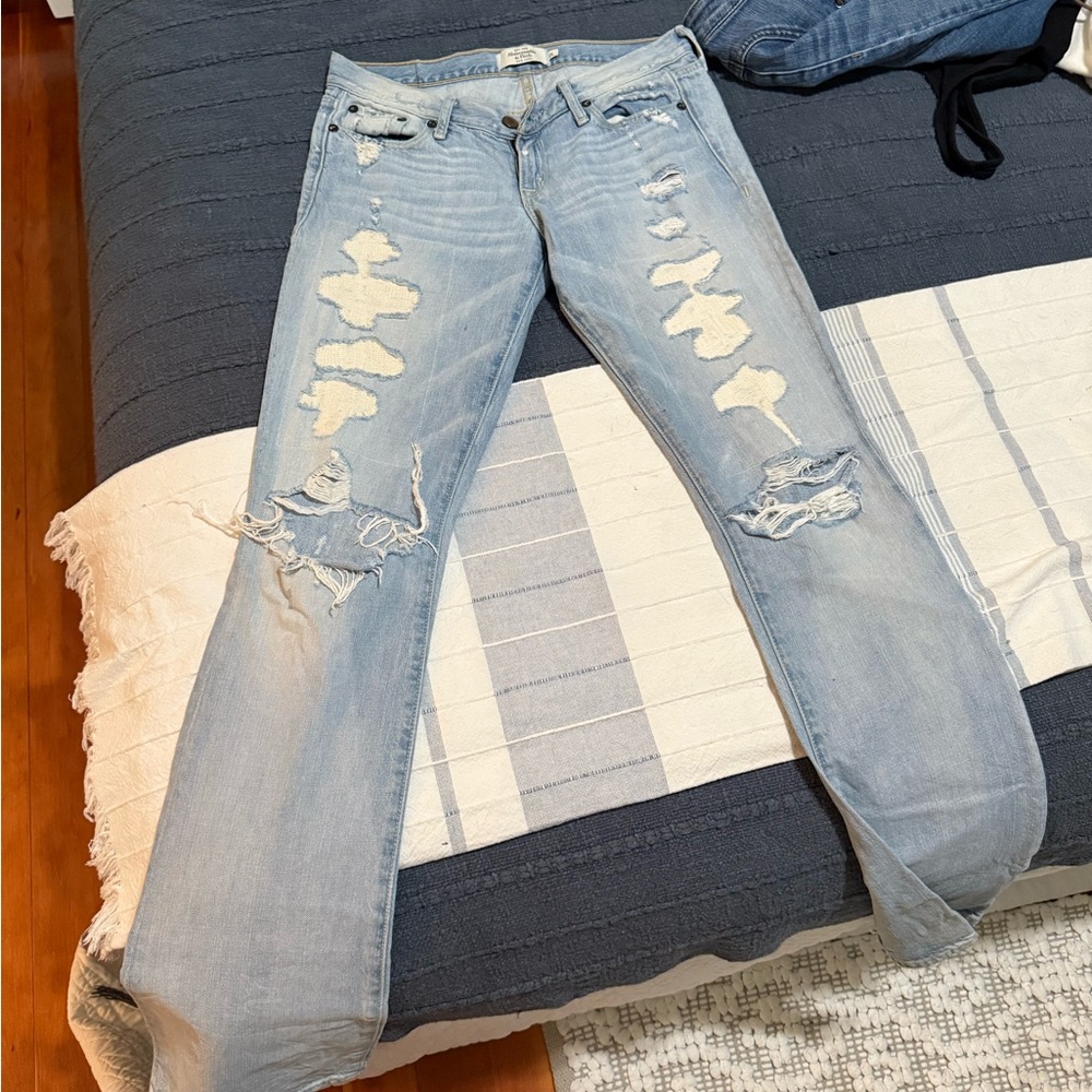 Abercrombie & Fitch Light Blue Distressed Jeans